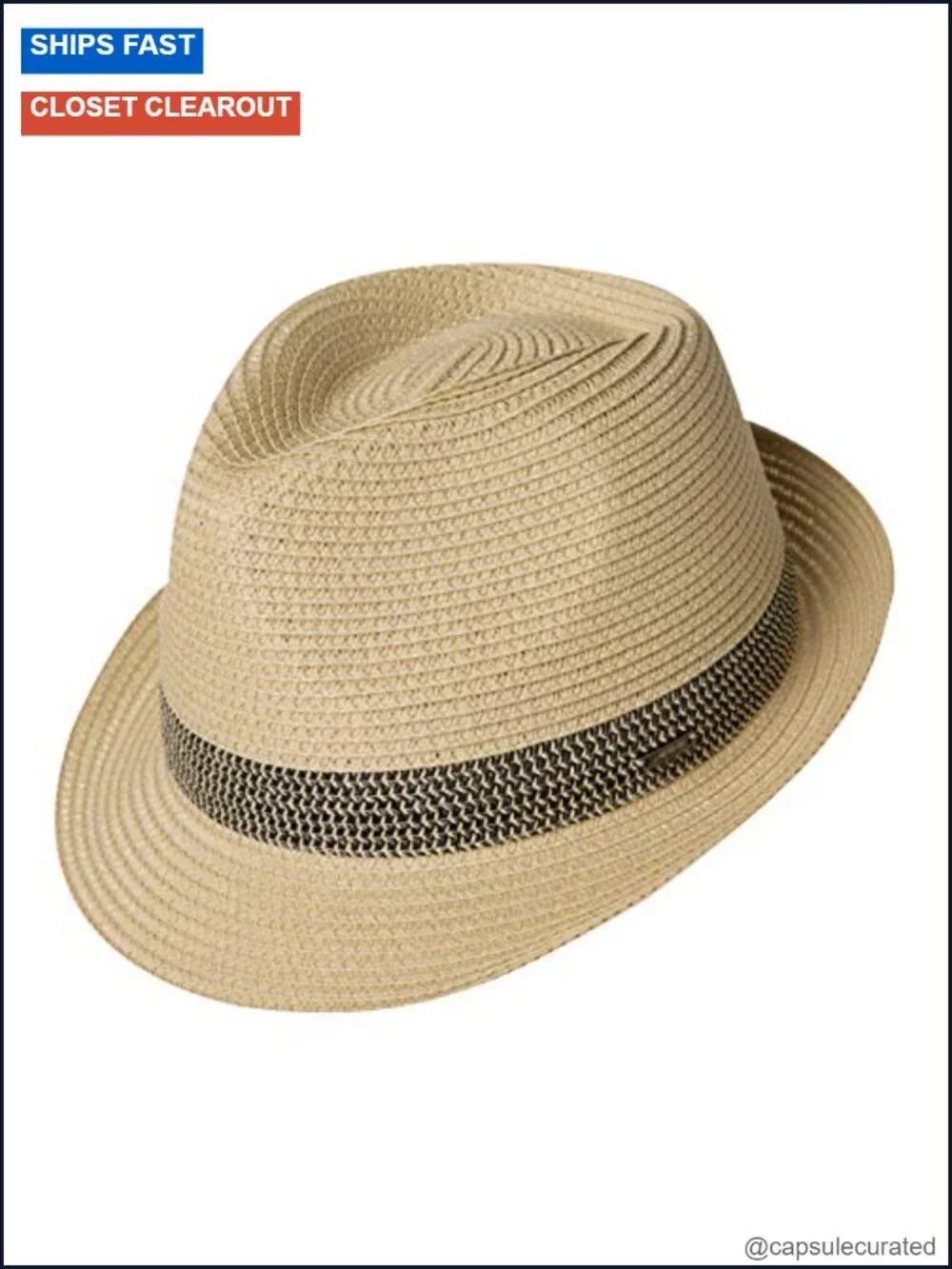 Packable Straw Fedora Sun Hat with UPF 50, Unisex